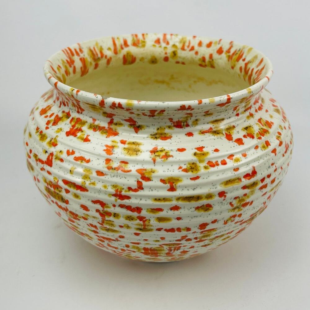 Vintage Orange Speckled Vase MCM